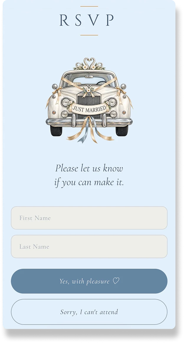 RSVP form — personalized wedding invitation